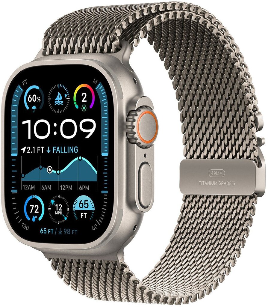 Смарт-годинник Apple Watch Ultra 2 GPS + Cellular 49mm Natural Titanium Case with Natural Titanium Milanese Loop - L (MX5T3UL/A)